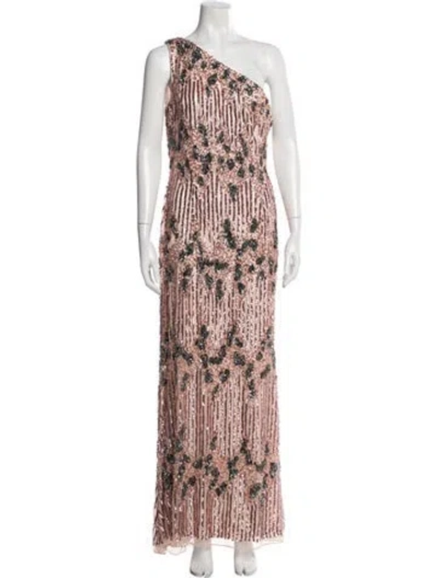 Pre-owned Mac Duggal Printed Long Dress In Pink