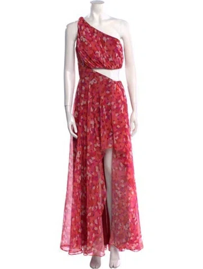 Pre-owned Mac Duggal Printed Long Dress In Pink
