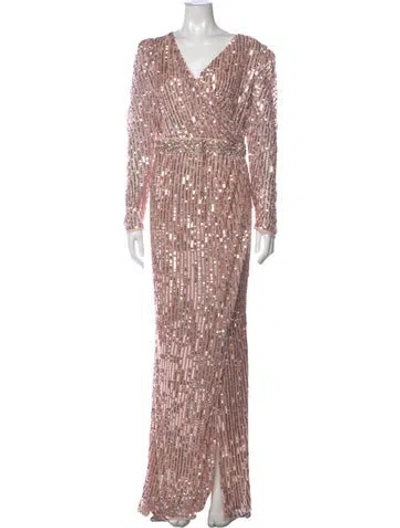 Pre-owned Mac Duggal Printed Long Dress In Pink