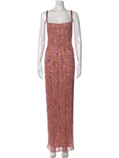 Pre-owned Mac Duggal Printed Long Dress In Pink