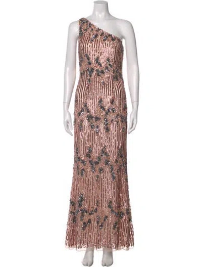 Pre-owned Mac Duggal Printed Long Dress In Pink