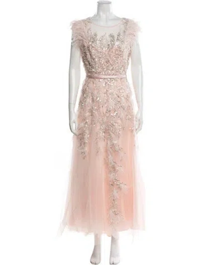 Pre-owned Mac Duggal Printed Long Dress In Pink
