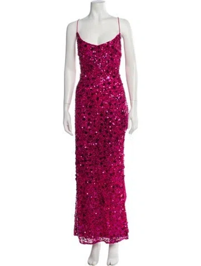 Pre-owned Mac Duggal Printed Long Dress In Pink