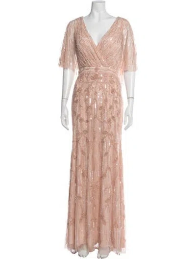 Pre-owned Mac Duggal Printed Long Dress In Pink