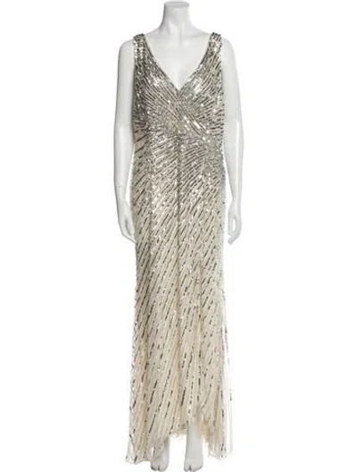 Pre-owned Mac Duggal Printed Long Dress W/ Tags