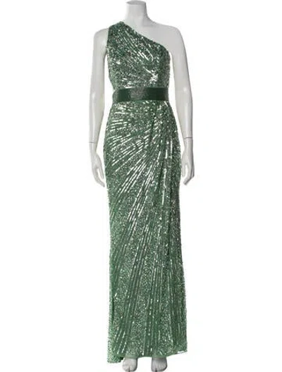 Pre-owned Mac Duggal Printed Long Dress W/ Tags In Green