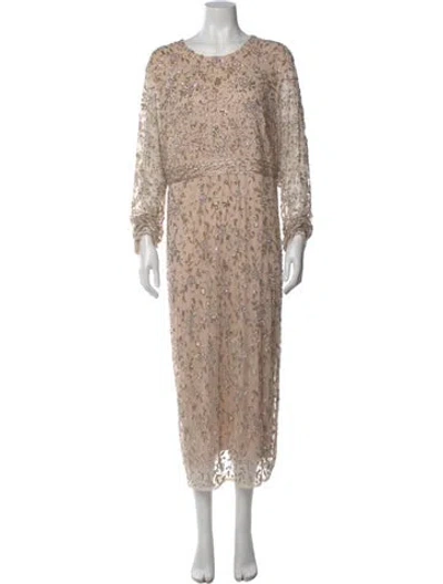 Pre-owned Mac Duggal Printed Long Dress W/ Tags In Neutral