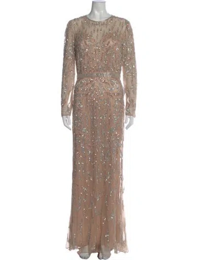 Pre-owned Mac Duggal Printed Long Dress W/ Tags In Neutral