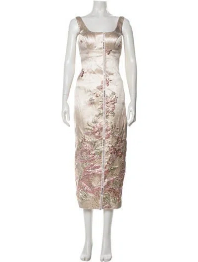 Pre-owned Mac Duggal Printed Long Dress W/ Tags In Neutral