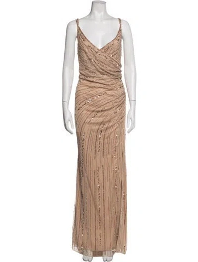 Pre-owned Mac Duggal Printed Long Dress W/ Tags In Neutrals