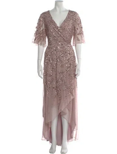 Pre-owned Mac Duggal Printed Long Dress W/ Tags In Purple