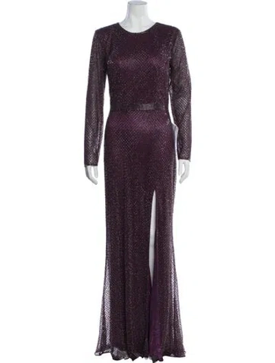 Pre-owned Mac Duggal Printed Long Dress W/ Tags In Purple