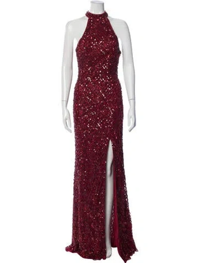 Pre-owned Mac Duggal Printed Long Dress W/ Tags In Red