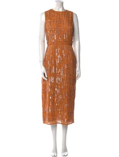 Pre-owned Mac Duggal Printed Long Dress In Yellow