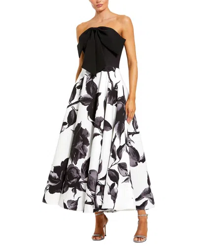 Mac Duggal Printed Midi Dress In Black