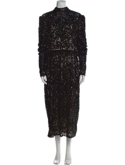 Pre-owned Mac Duggal Printed Midi Length Dress In Black