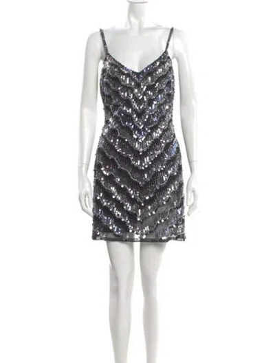 Pre-owned Mac Duggal Printed Mini Dress In Black