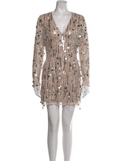 Pre-owned Mac Duggal Printed Mini Dress In Neutral