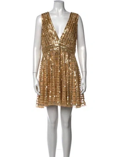 Pre-owned Mac Duggal Printed Mini Dress In Neutrals