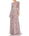Mac Duggal Puff Sleeve Embellished A-line Gown In Heather