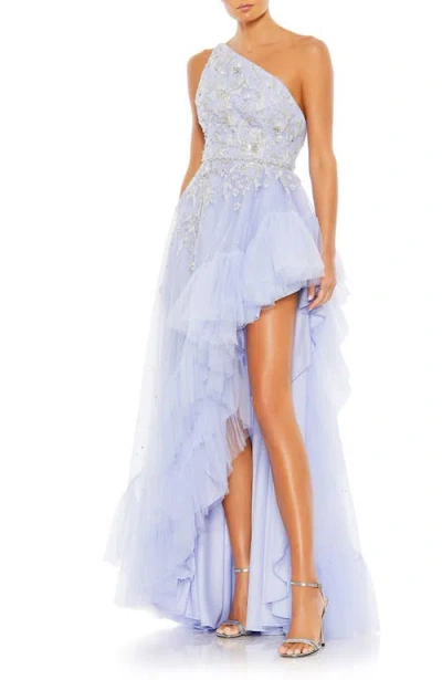 MAC DUGGAL MAC DUGGAL RHINESTONE EMBELLISHED ONE SHOULDER ASYMMETRICAL HEM GOWN