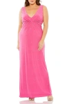 Mac Duggal Rhinestone Embellished Open Back Jersey Plus Size Gown