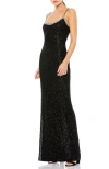 Mac Duggal Rhinestone Encrusted Scoop Neckline Beaded Gown In Black