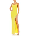 Mac Duggal Scoop Neck Body-con Gown In Yellow