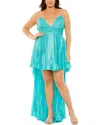 Mac Duggal Rhinestone High-low Pleated Gown