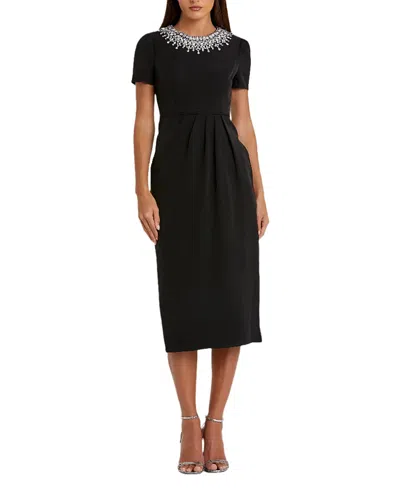 Mac Duggal Rhinestone Neckline Column Dress In Black