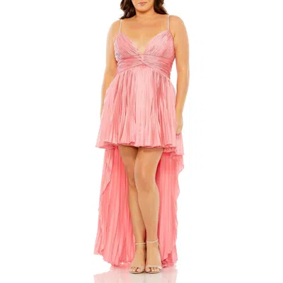 Mac Duggal Rhinestoned High Low Pleated Gown