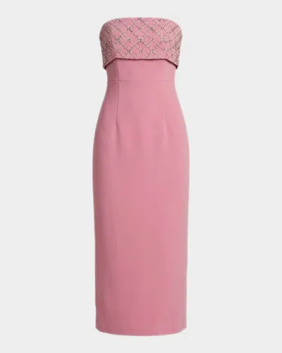 Mac Duggal Rhinestone-embellished Crepe Strapless Cocktail Dress In Multi