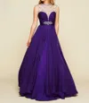 Mac Duggal Rhinestones Embellished Illusion Neck Ball Gown In Purple In Purple