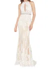 Mac Duggal Risque Sheer Embroidered Gown In Ivory/nude In White