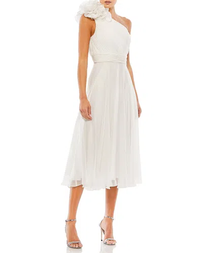 MAC DUGGAL ROSETTE ONE SHOULDER TEA LENGTH DRESS