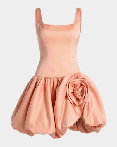 Mac Duggal Sleeveless Satin Bubble Hem Mini Dress In Orange