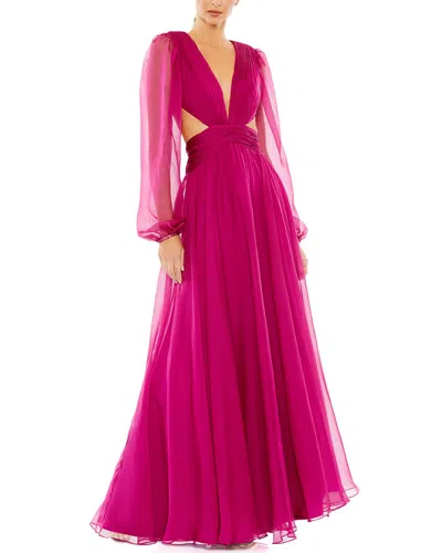 Mac Duggal Women's Ieena Cut-out Puff-sleeve Gown In Berry