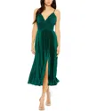 Mac Duggal 49721 A Line Cocktail Pleated Midi Length Dress In Green