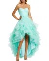Mac Duggal Ruched Sweetheart Ruffle Ball Gown