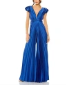 Mac Duggal Ruffle Cap Sleeve Cutout Heat Pleated Jumpsuit In Cobalt