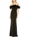 Mac Duggal Off The Shoulder Ruffle Detail Column Gown In Black