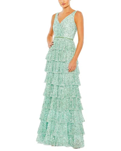 Mac Duggal 5627 Formal Ruffle Tiered Sequin Prom Long Dress In Green