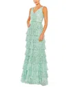 Mac Duggal 5627 Formal Ruffle Tiered Sequin Prom Long Dress In Green