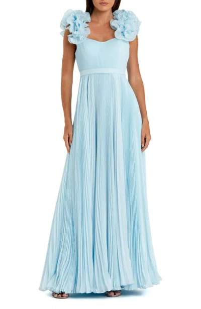 MAC DUGGAL MAC DUGGAL RUFFLE STRAP PLEATED ORGANZA GOWN