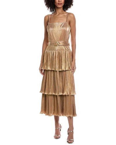 Mac Duggal Ruffle Tiered Buckle Detail Dress In Brown