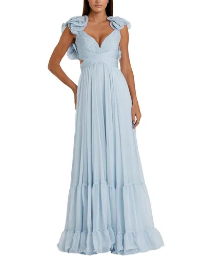 Mac Duggal Ruffle Tiered Chiffon Gown In Blue