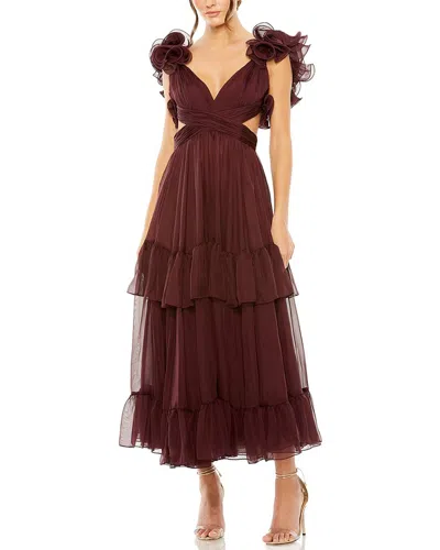 Mac Duggal Ruffle Tiered Cut-out Chiffon Dress In Red