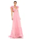 Mac Duggal Women's Ruffle Tiered Cut-out Chiffon Gown In Blush
