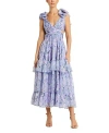 MAC DUGGAL RUFFLE TIERED CUT-OUT FLORAL CHIFFON DRESS