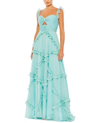 Mac Duggal Sleeveless Chiffon A-line Gown In Blue